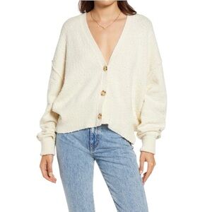 Free People Found My Friend Textured Cardigan Sweater in Camel Size L #1701